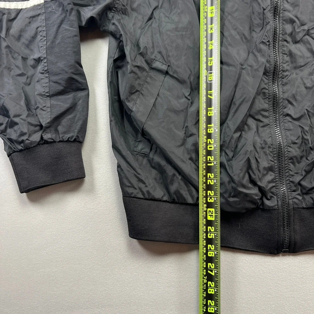 Adidas Windbreaker Jacket Mens XL Black Mock Neck Athleisure Running Full Zip
